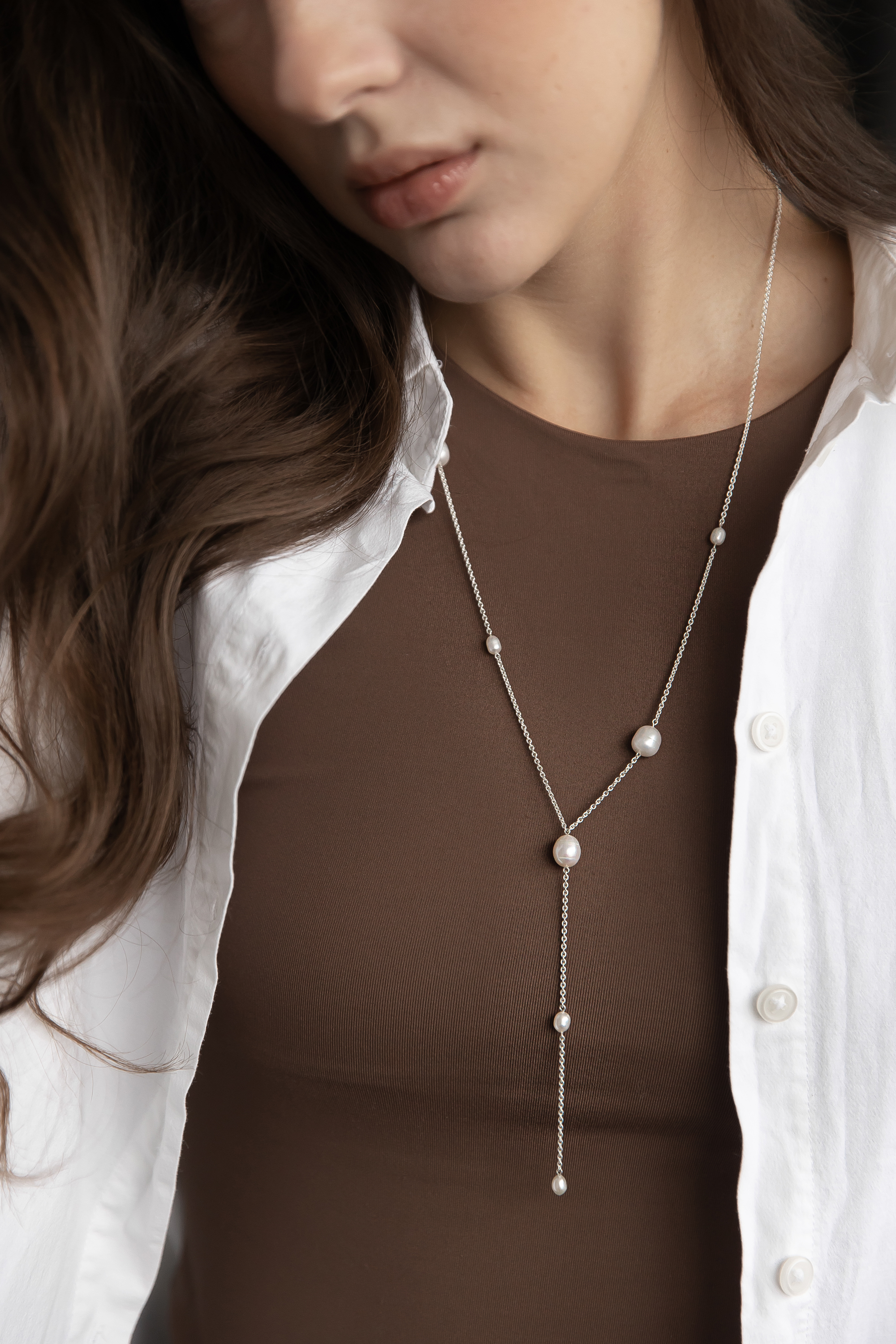 Колье-галстук с жемчугом