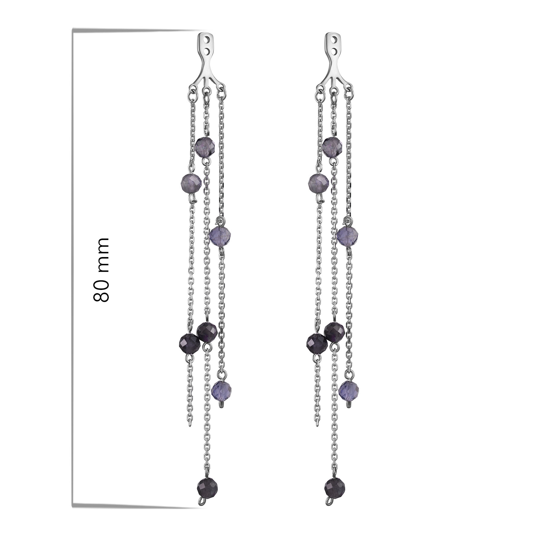 Серьги Джекеты с корунд сапф.