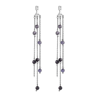 Серьги Джекеты с корунд сапф.