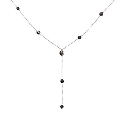 Колье-галстук темным жемчугом